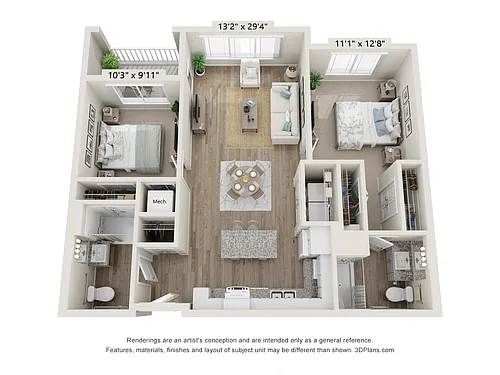 Floor plan 2AA (Wheelchair Accessible)