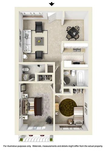 Floor plan 2 Bed 1.5 Bath