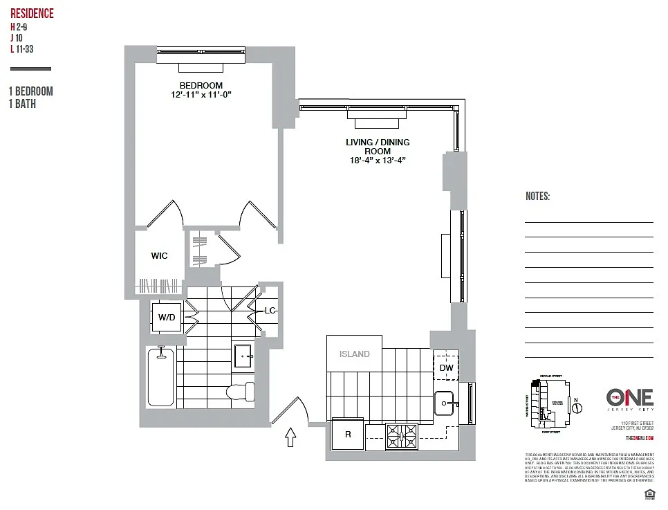 Floor plan 1 Bedroom / 1 Bathroom