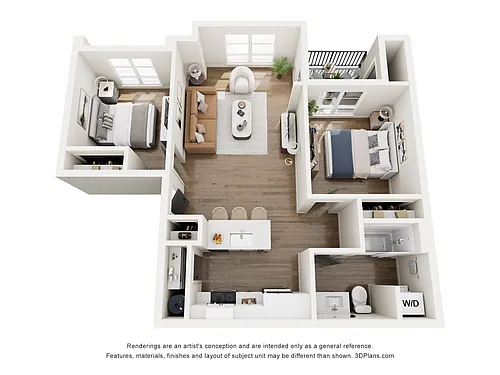 Floor plan Two-Bedroom 2D