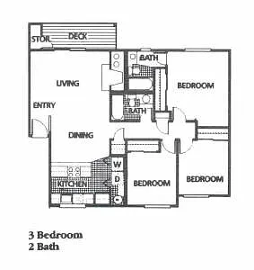 Floor plan 3 Bed 2 Bath A