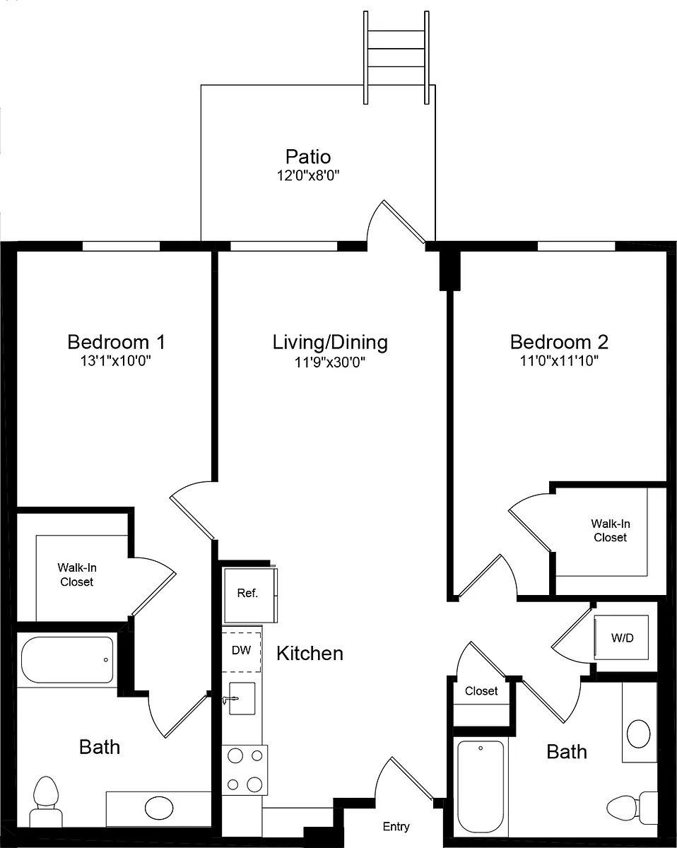 Floor plan 2A with Patio - Level 1