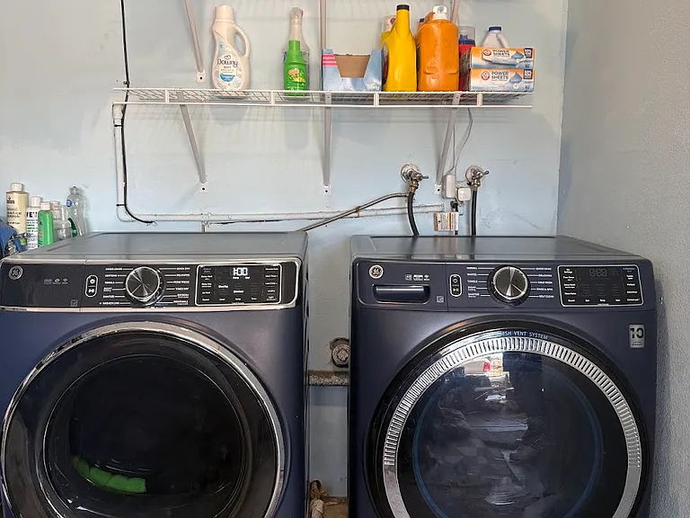 Large Capacity Shared Washer and Dryer in the Garage