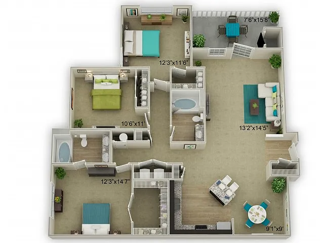 Floor plan Legend w/Screened In Patio or Porch