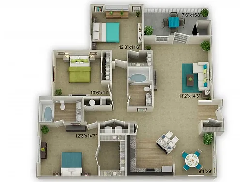 Floor plan Legend w/Screened In Patio or Porch