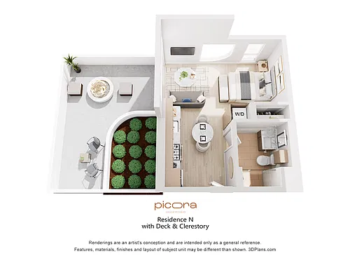 Floor plan Penthouse Residence N with Deck & Clerestory