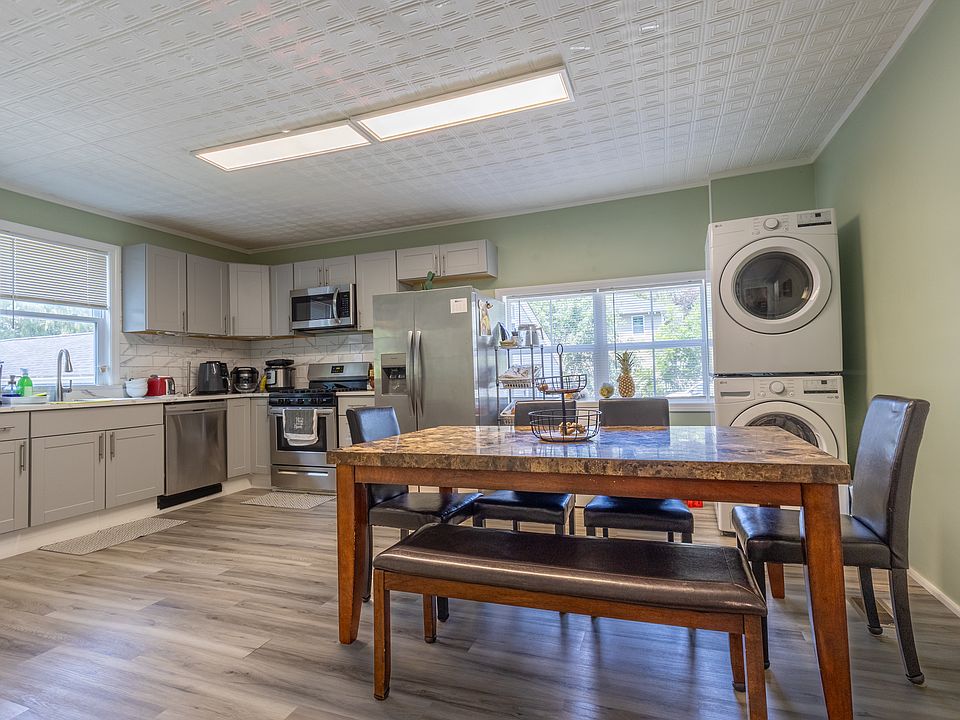 Dishwasher, gas range, stove hood fan microwave, and fridge included