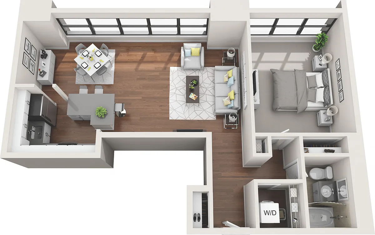 Floor plan Tier 14 (1BR/1BA)