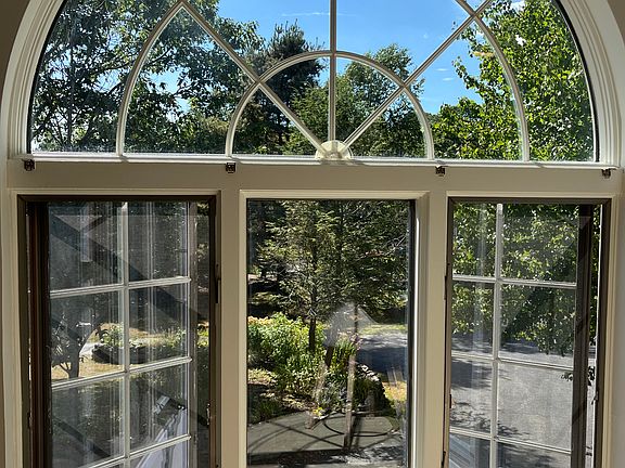 Palladian window view from Living/Dining/Kitchen area.