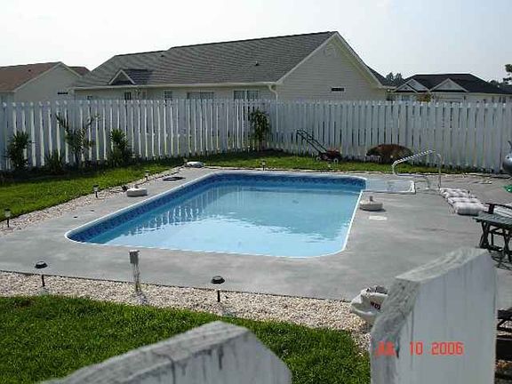 Private pool in fenced back yard