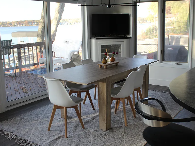 View from kitchen to dining table