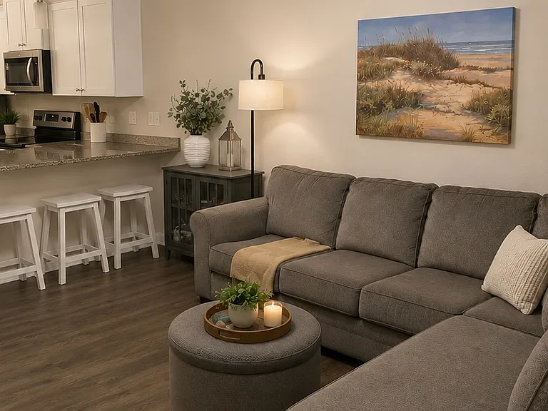 Living Room, Brand New Laminate Flooring