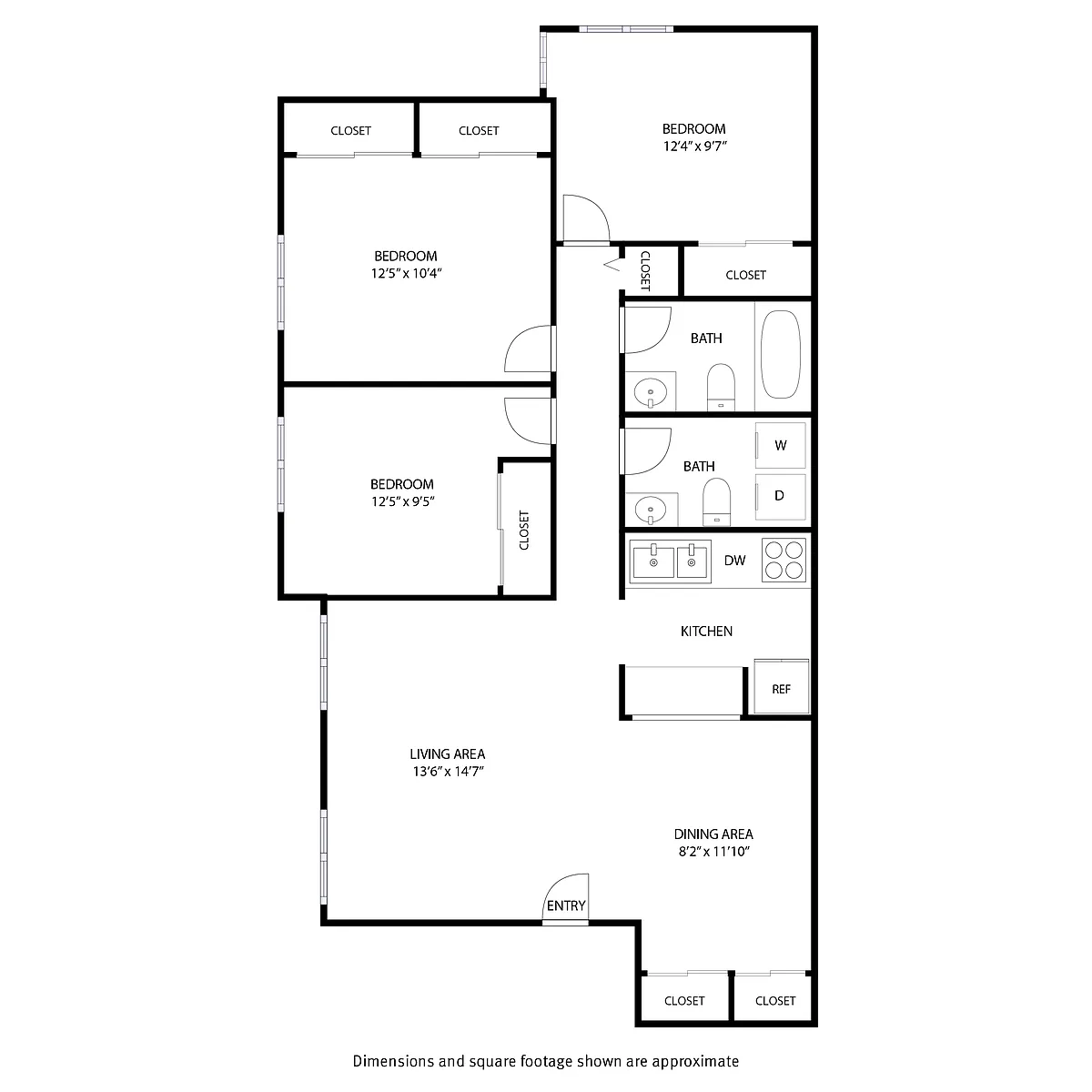 Floor plan 3 Bedroom / 1.5 Bath
