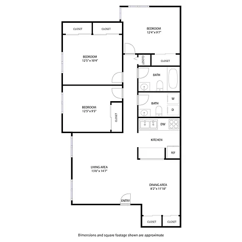 Floor plan 3 Bedroom / 1.5 Bath