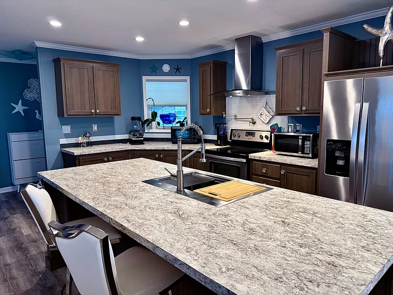 Kitchen & Island With Barstools