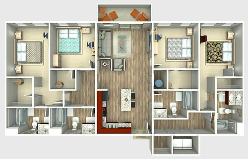 Floor plan The Lux (per bed)