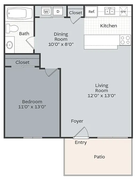Floor plan 1 Bedroom 1 Bathroom Renovated