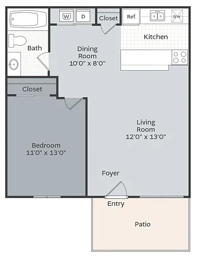 Floor plan 1 Bedroom 1 Bathroom Renovated