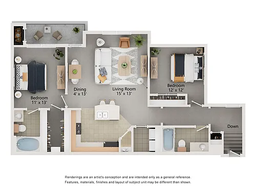 Floor plan The Marvin Gardens w/ Attached Garage