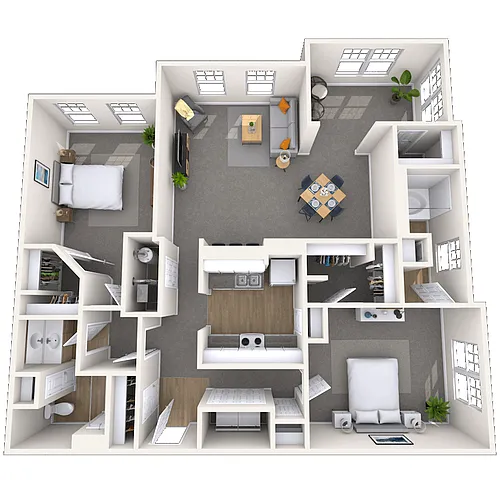 Floor plan Traditional 2x2 1223-1320 SF