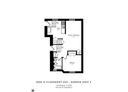 Floor plan 1 Bedroom | 1 Bath (B3)
