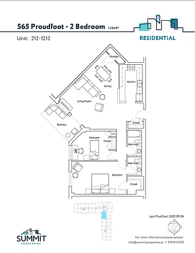 Floor plan 2 bedroom 2 Bed 1.5 Bath 7