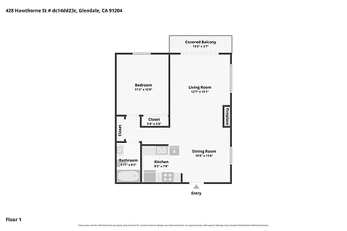 Floor plan 1 Bd 1 Ba