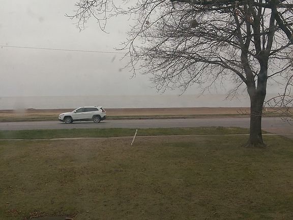 view on a rainy day of lake from LR