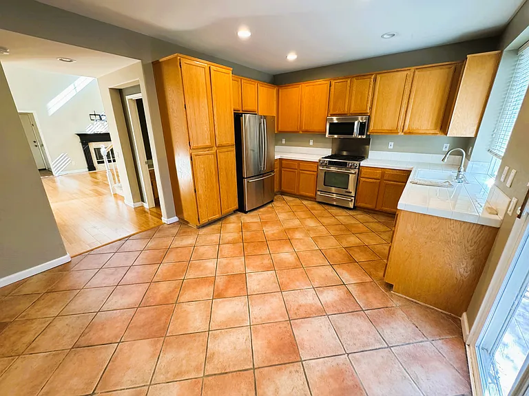 Kitchen with upgraded, stainless steel appliances