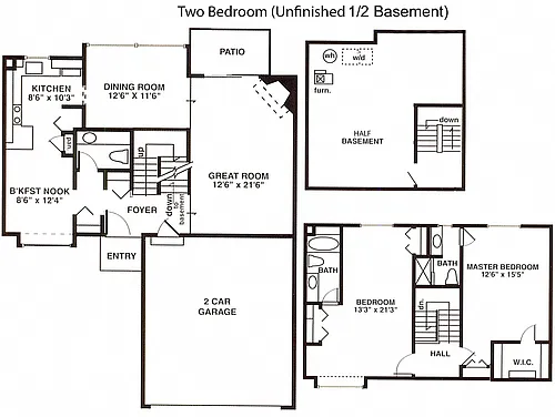 Floor plan South - 2 Bedroom 2.5 Bath Townhome