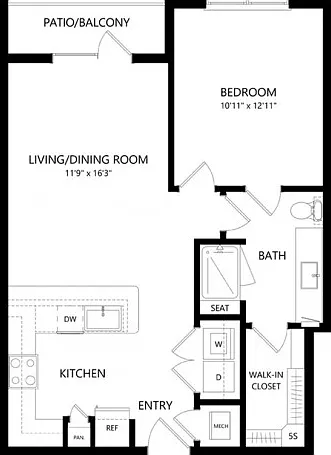 Floor plans are artist's rendering. All dimensions are approximate. Actual product and specifications may vary in dimension or detail. Not all features are available in every apartment. Prices and availability are subject to change. Floor plans are artist