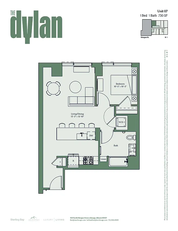 Floor plan Tier 07 - 1bed/1bath
