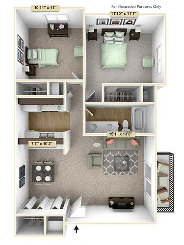Floor plan Two Bedroom Cypress