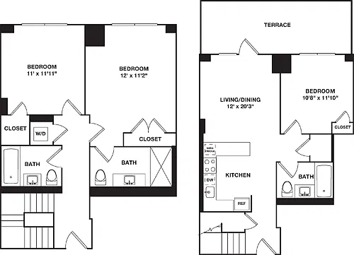 Floor plan Three Bedroom Duplex B