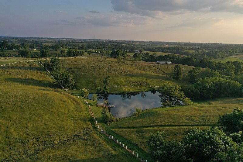 Aerial drone view from the north middle of the property looking south