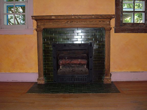 Original Tile & Oak Mantle