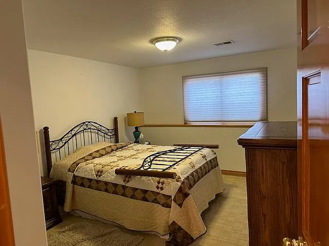 Secondary bedroom in lower level with 3/4 bath.
