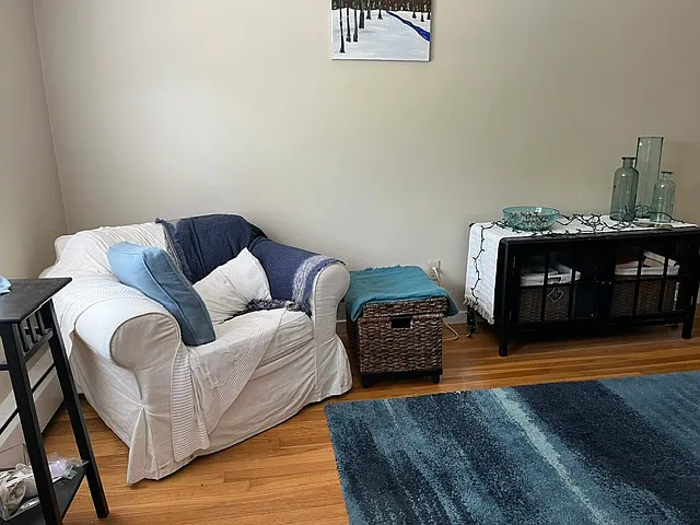 Living room shown with furniture