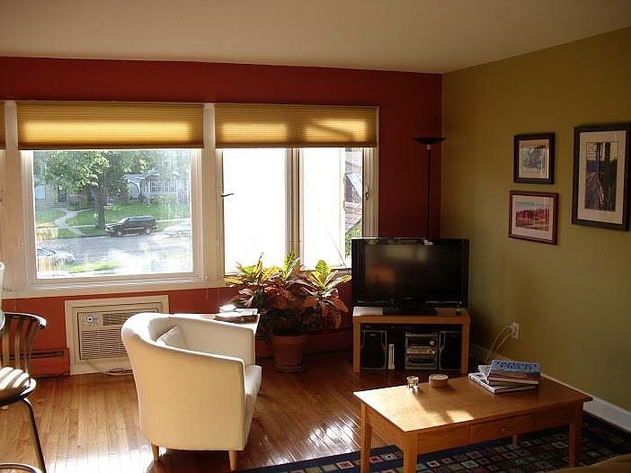 The main living area with 3 large west facing windows