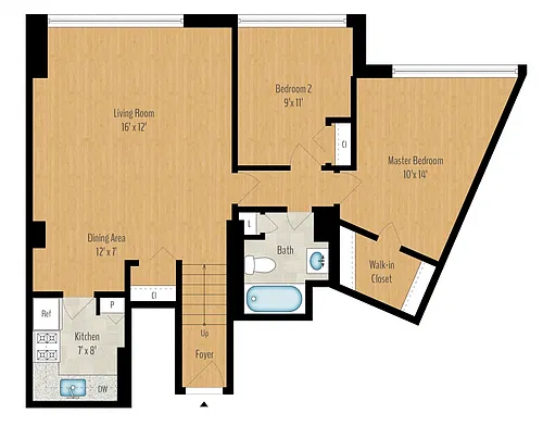 Floor plan 2 Bedroom 1 Bath