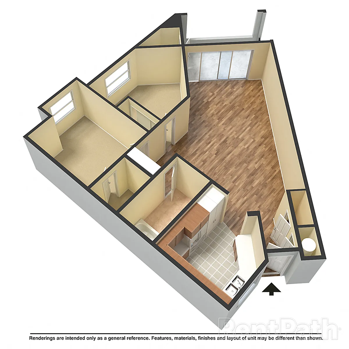 Floor plan 2 Bed 1 Bath