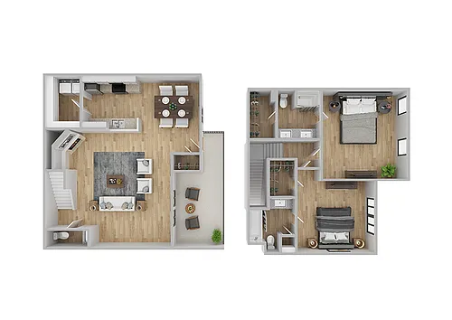 Floor plan 2 Bedroom / 2.5 Bathroom Townhome
