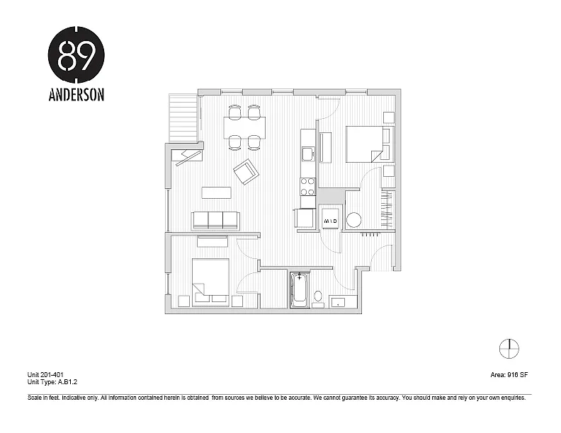 Floor plan 89 Anderson 2BD Plan B