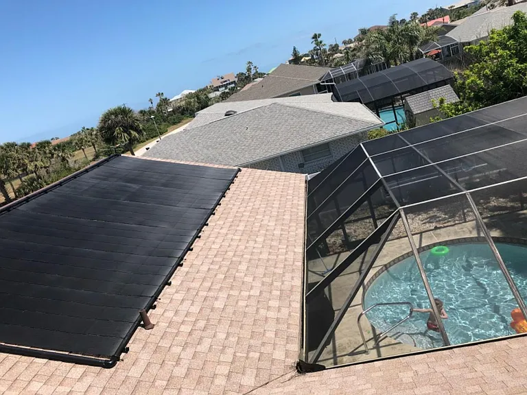 Solar heated pool.