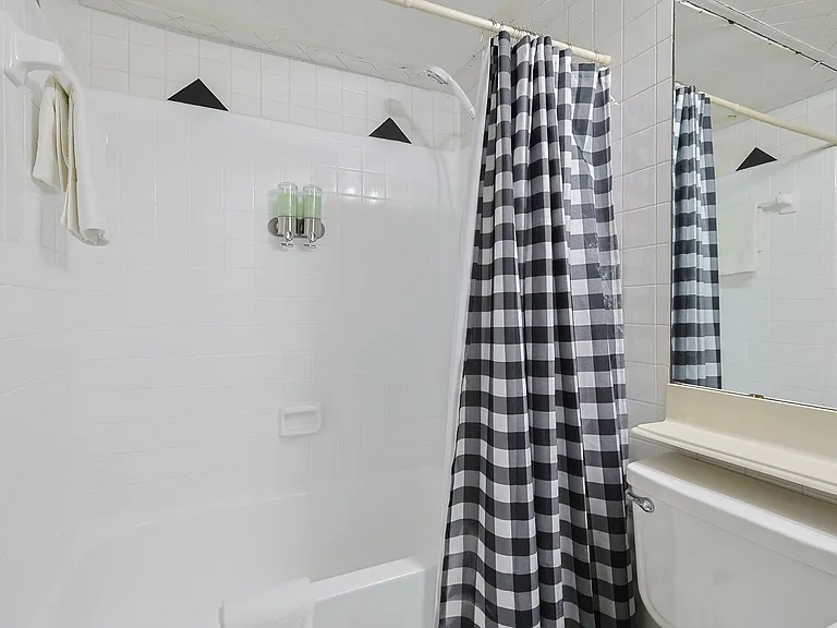 Full Bathroom 2 - shower-tub combo and bathroom essentials.