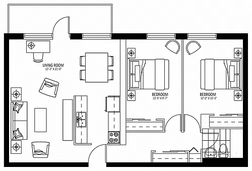 Floor plan 2386 New - Plan A 2 Bed 1 Bath