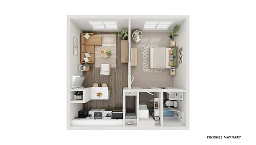 Floor plan 1 BR, 1 BA - Premium