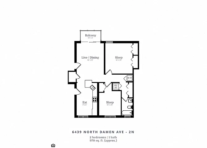 Floor plan 2 Bedroom | 1 Bath (C5)