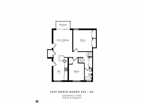 Floor plan 2 Bedroom | 1 Bath (C5)