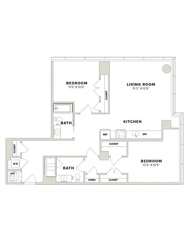 Floor plan 2 Bed-2 Bath- 2D Luminary